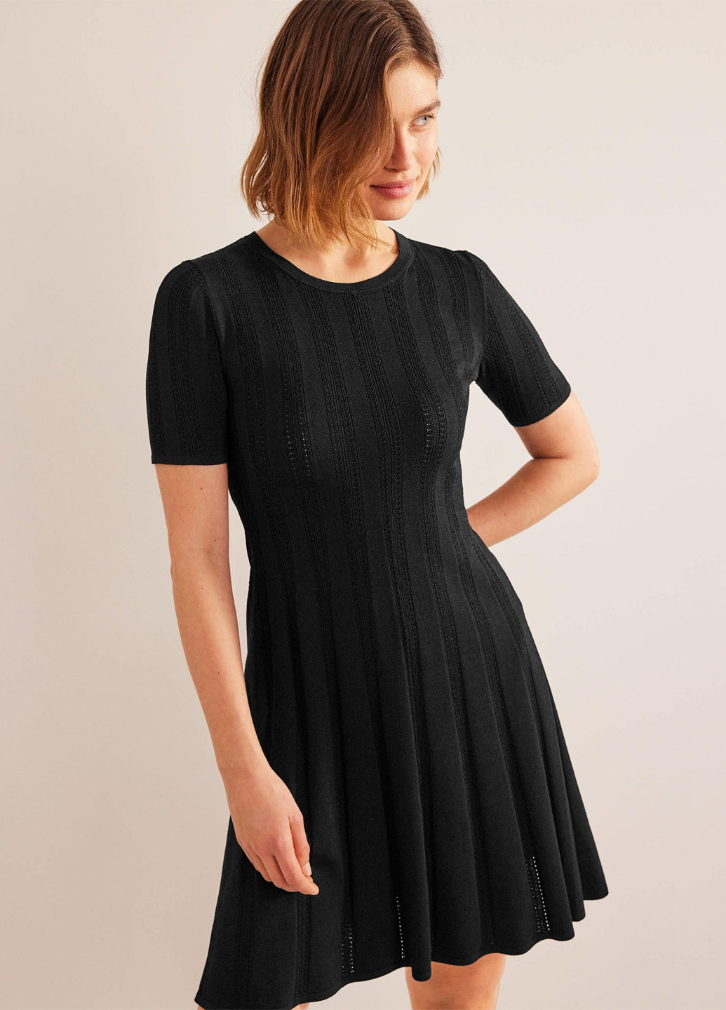 Черное кэжуал платье клеш Boden однотонное