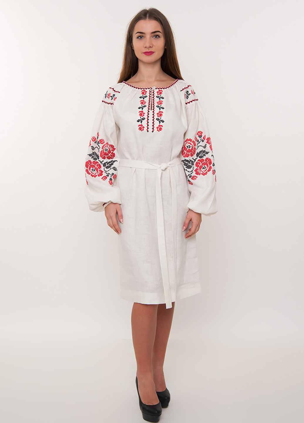 Молочное кэжуал платье Vyshyvanka с орнаментом