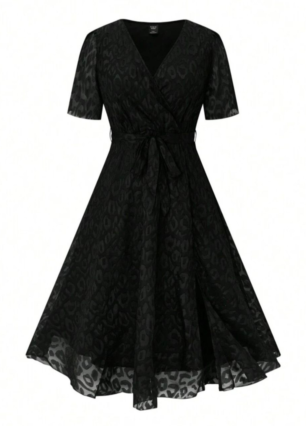 Чорна кежуал сукня на запах SHEIN леопардовий
