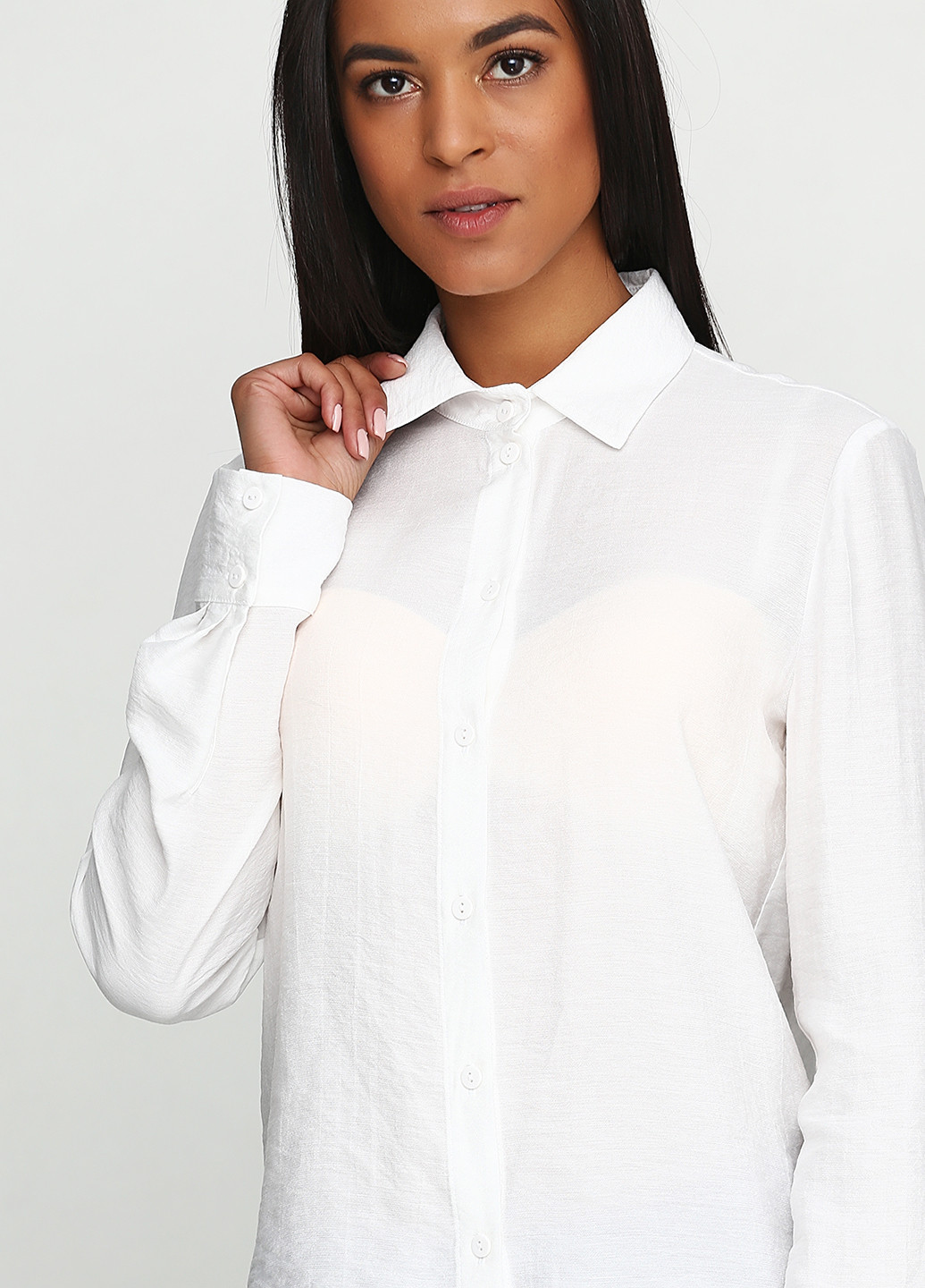 Белая кэжуал рубашка однотонная Jhiva
