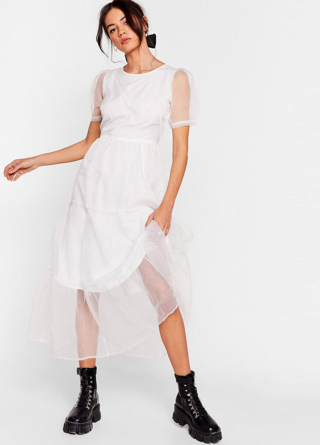 Білий кежуал сукня а-силует Neonrose однотонна