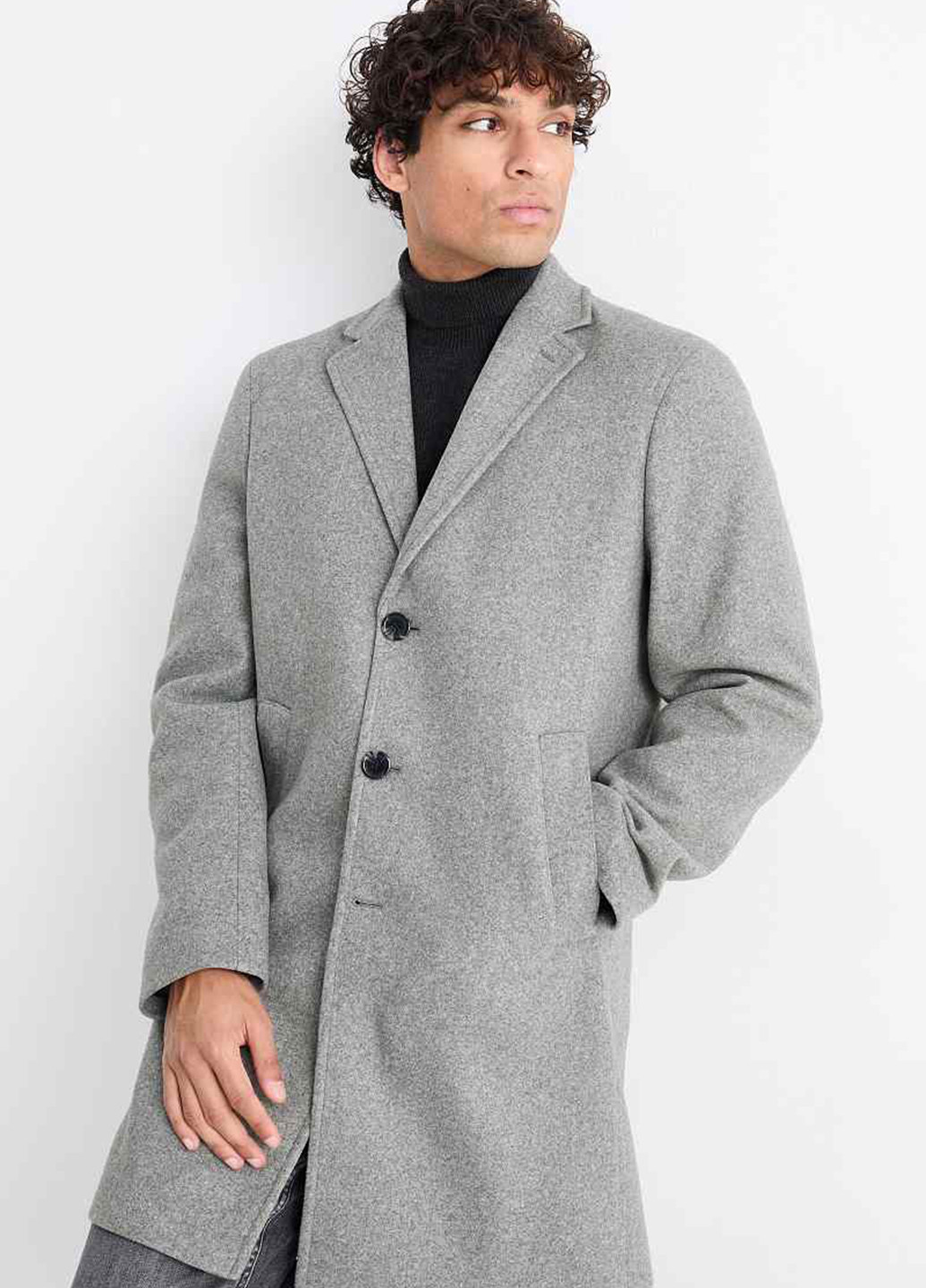 Светло-серое демисезонное Пальто однобортное C&A