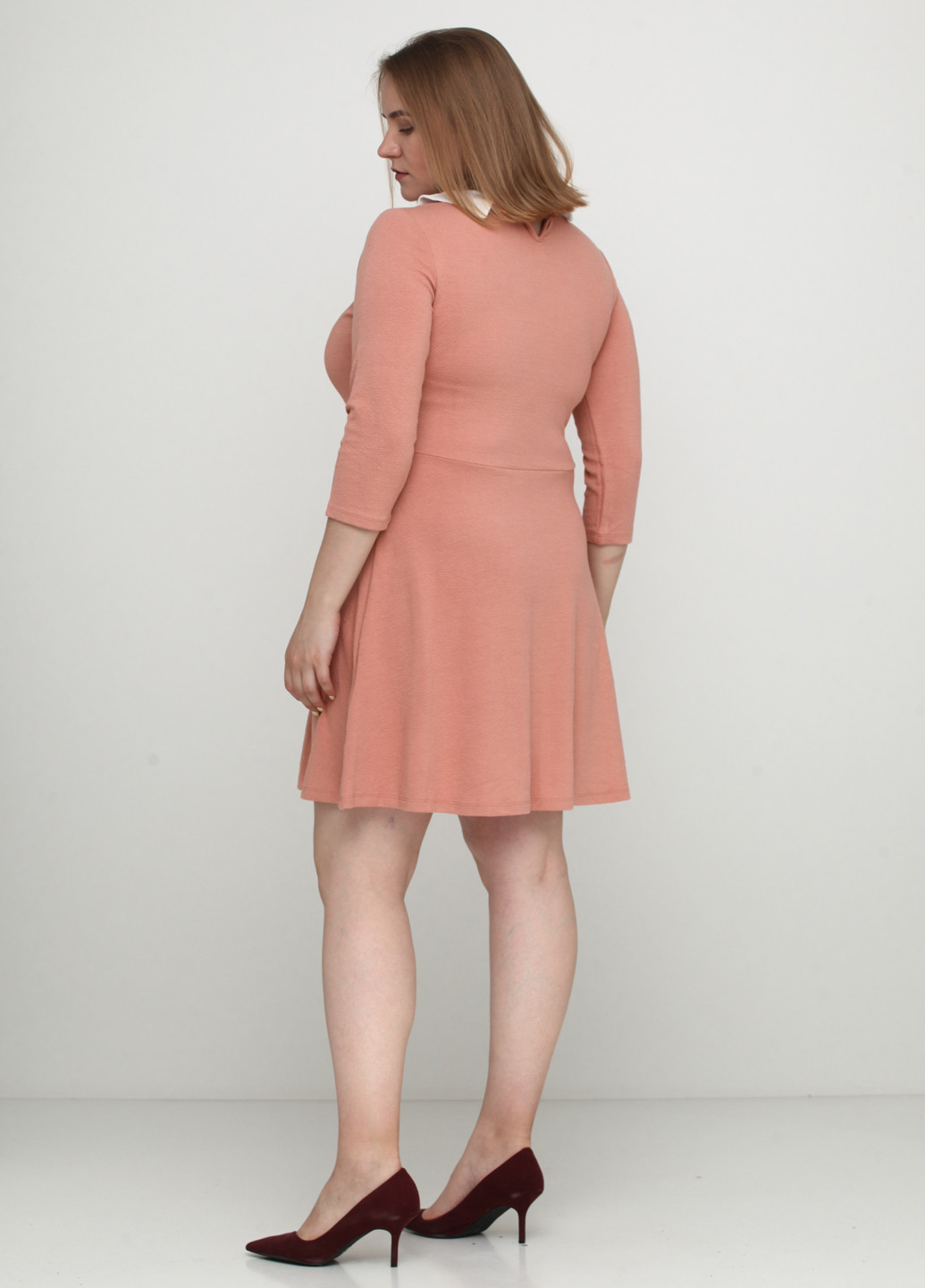 Розово-коричневое кэжуал платье клеш C&A однотонное