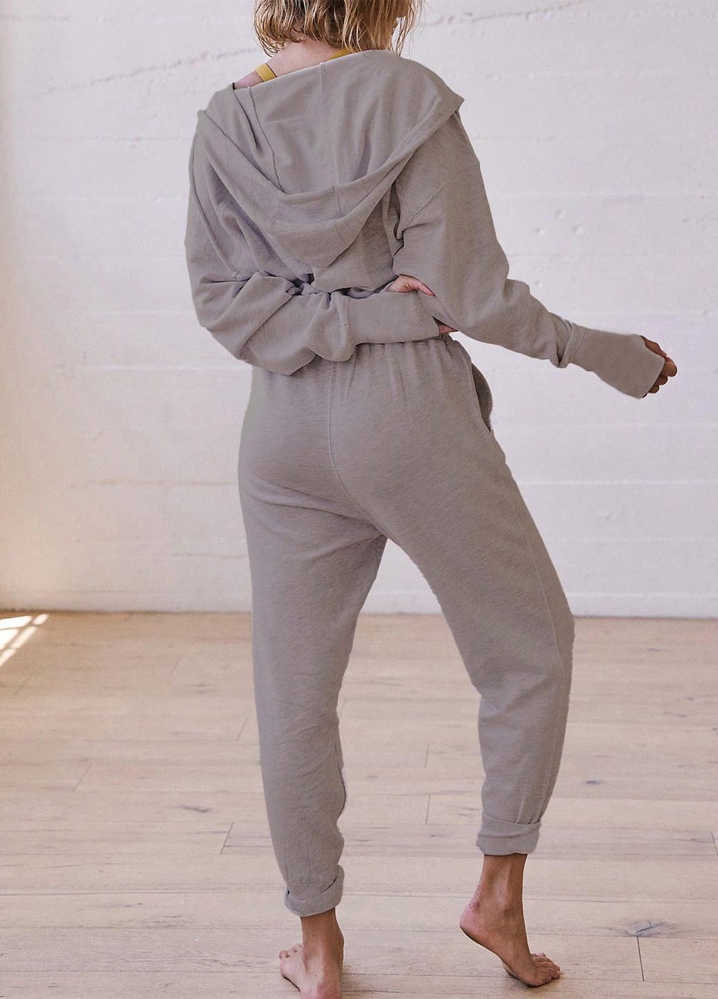 Комбинезон SHEIN комбинезон-брюки меланж серый спортивный полиэстер, трикотаж