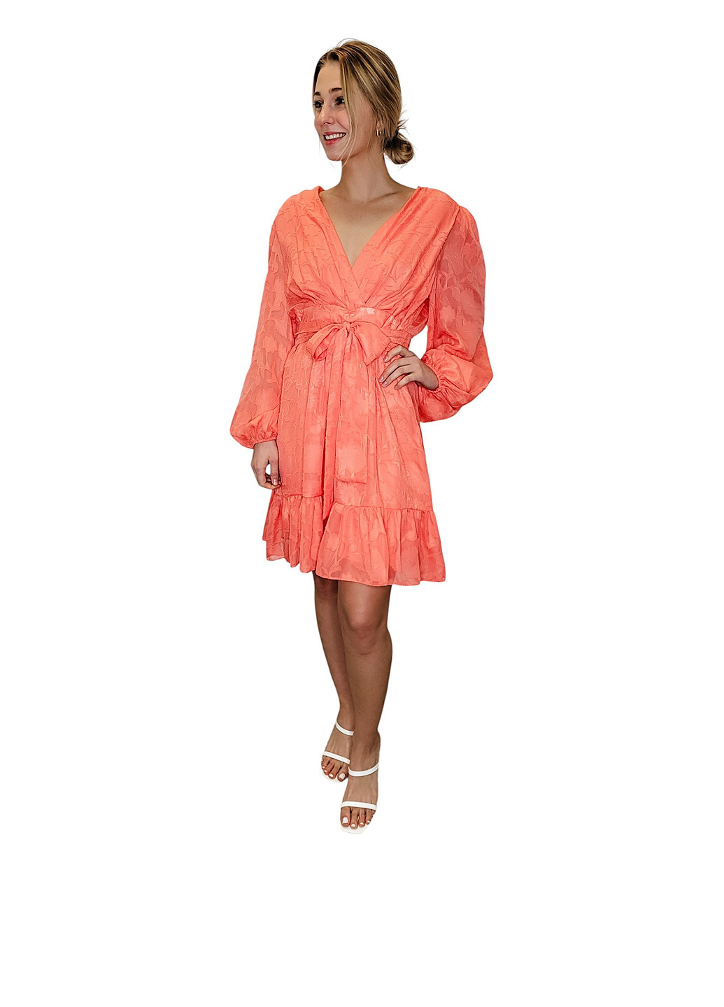 Коралова кежуал, святковий сукня на запах Marie однотонна