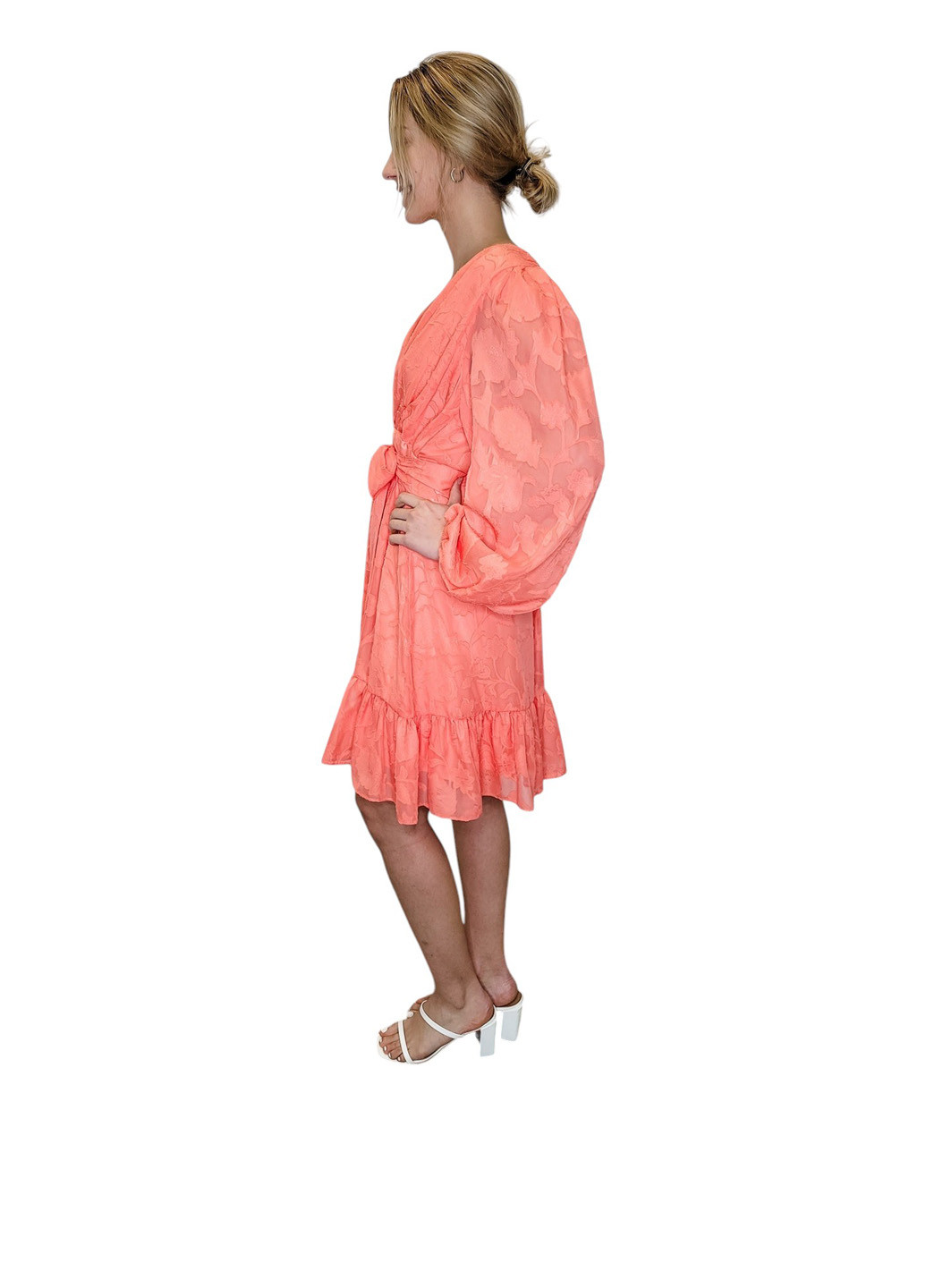 Коралова кежуал, святковий сукня на запах Marie однотонна