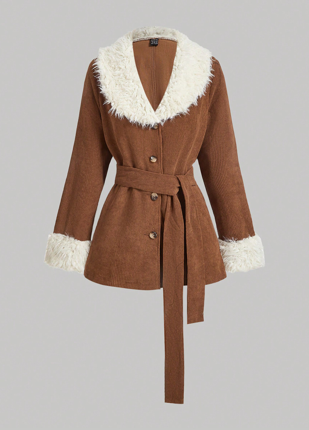 Коричневое Кэжуал полупальто SHEIN однотонное