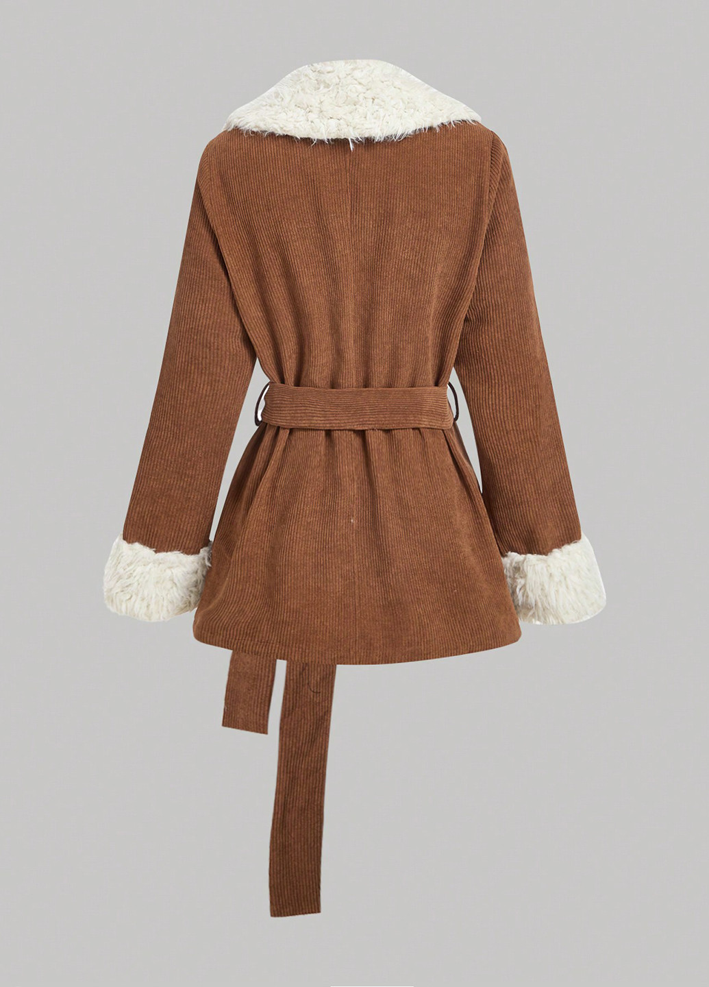 Коричневое Кэжуал полупальто SHEIN однотонное