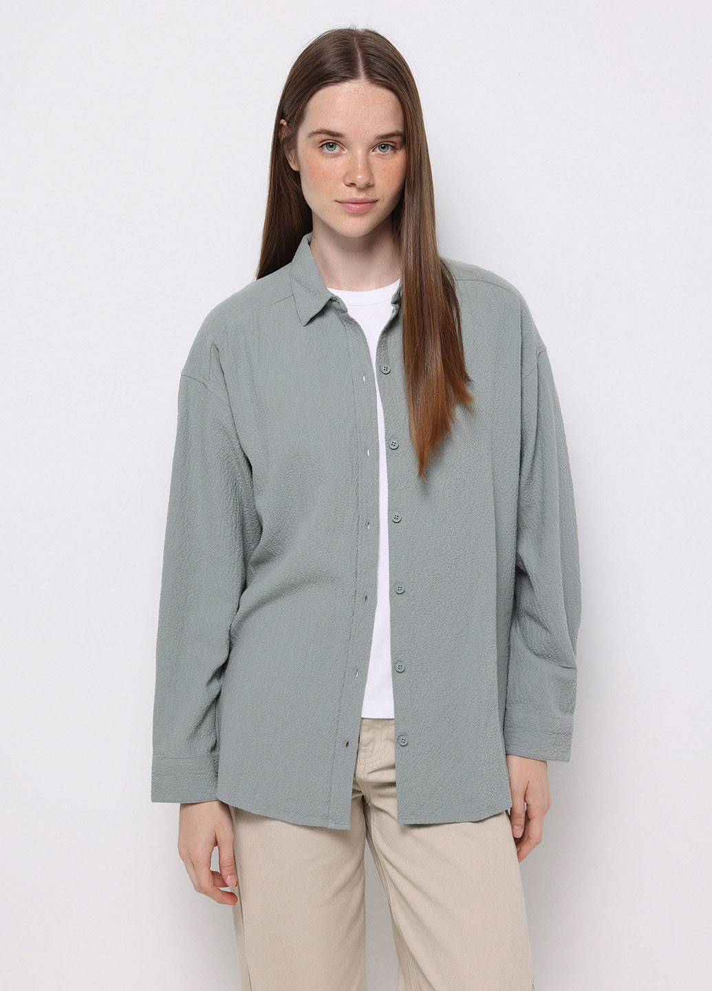 Серая кэжуал рубашка однотонная Colin's