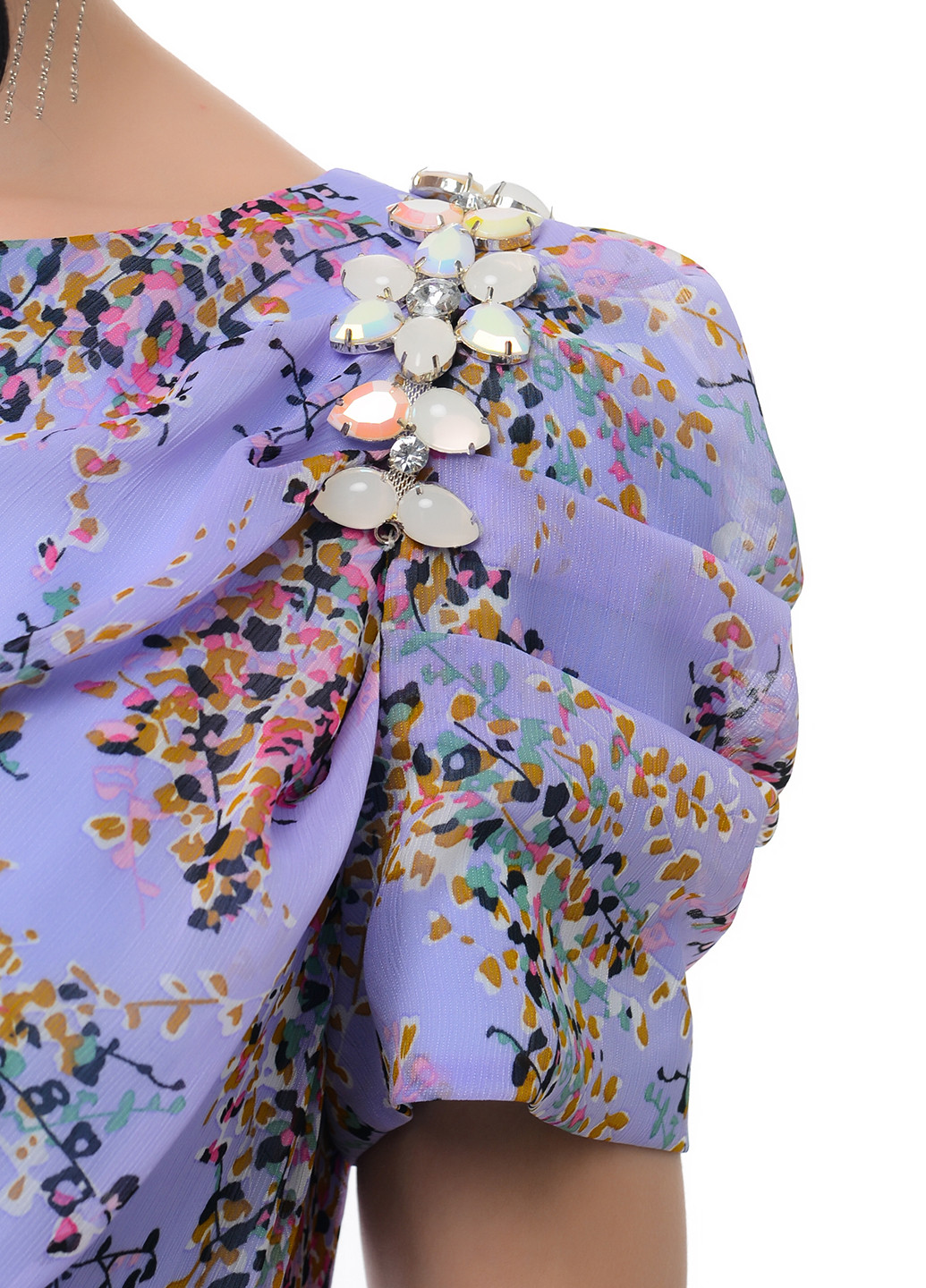 Лавандовое коктейльное платье макси Iren Klairie с цветочным принтом