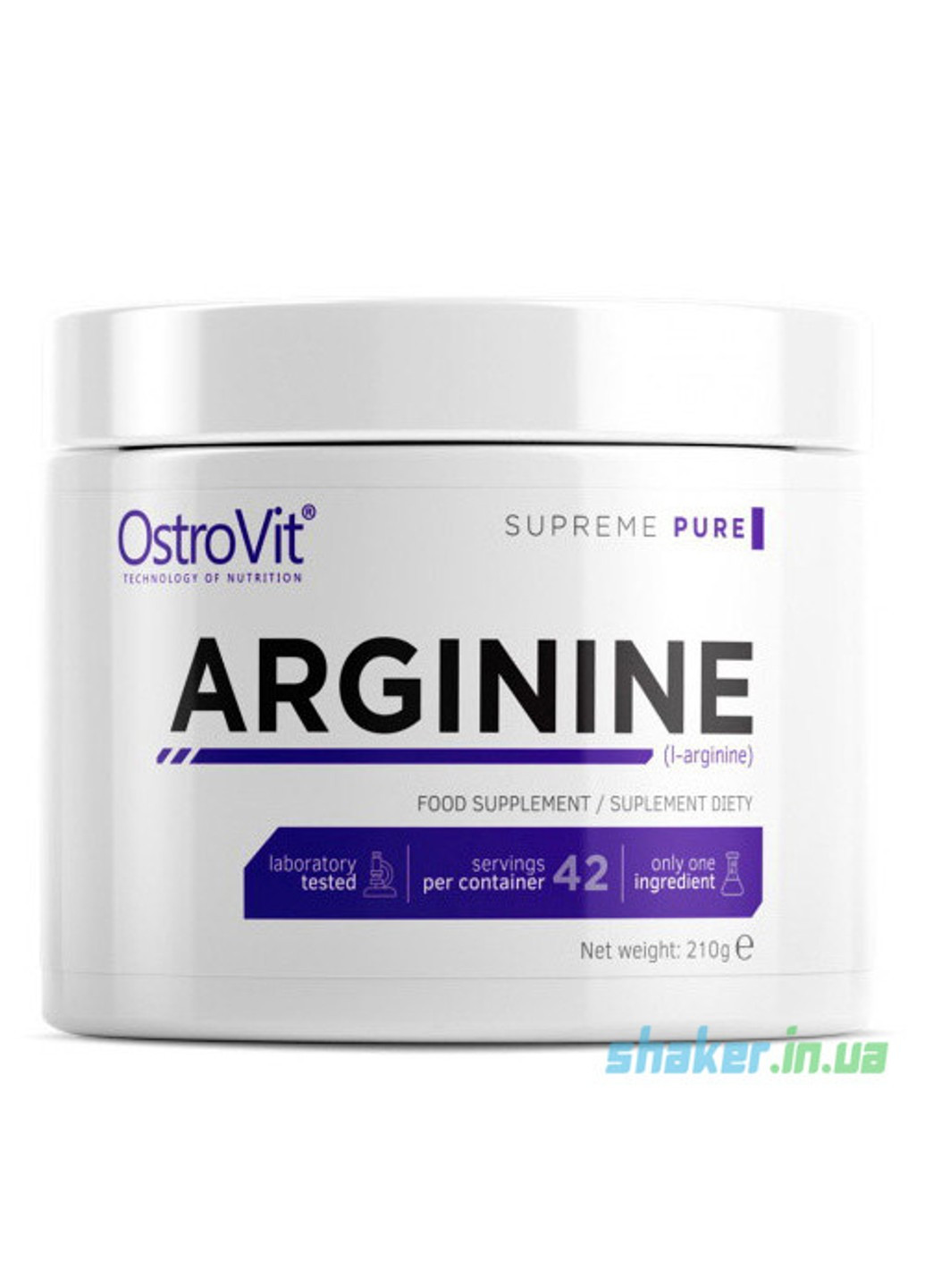 Л-Аргінін 100% Arginine (210 г) острови Без добавок Ostrovit (255362974)
