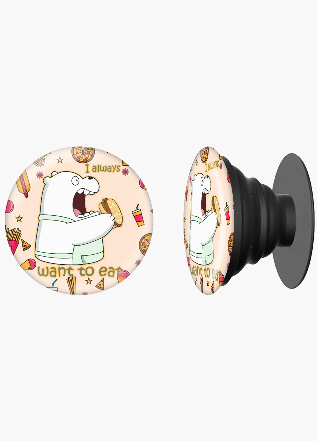 Попсокет (Popsockets) держатель для смартфона Вся правда о медведях (We Bare Bears) (8754-2908) Черный MobiPrint (229014734)