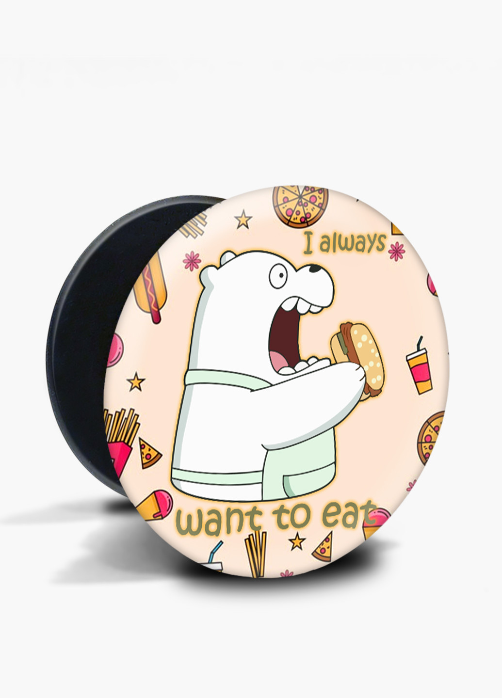 Попсокет (Popsockets) тримач для смартфону Вся правда про ведмедів (We Bare Bears) (8754-2908) Чорний MobiPrint (229014734)