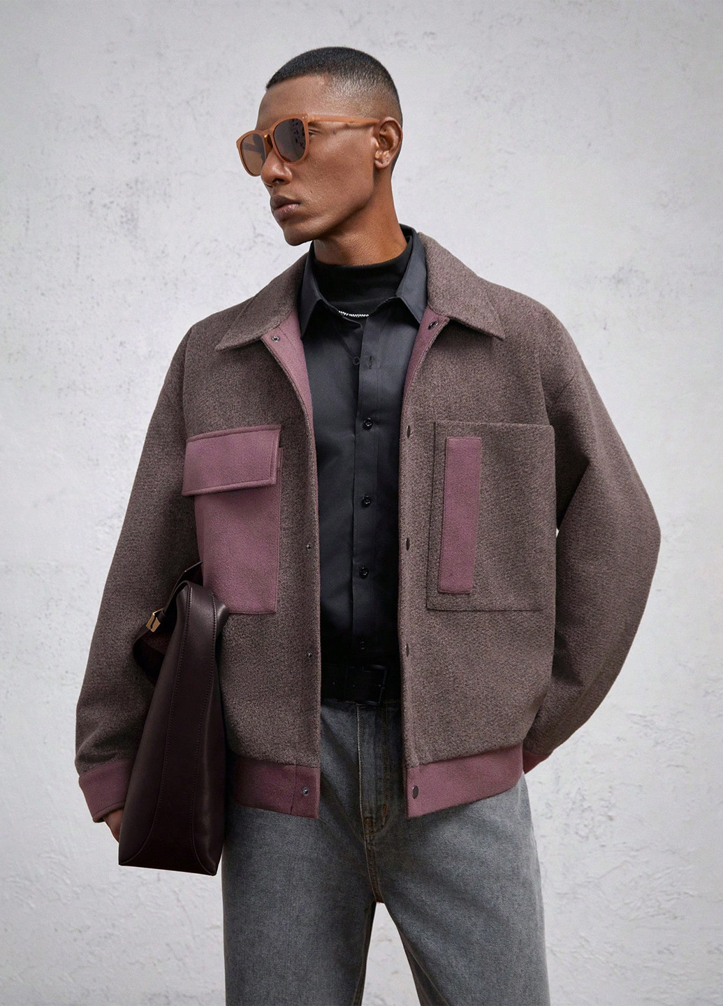 Кофейная демисезонная куртка SHEIN