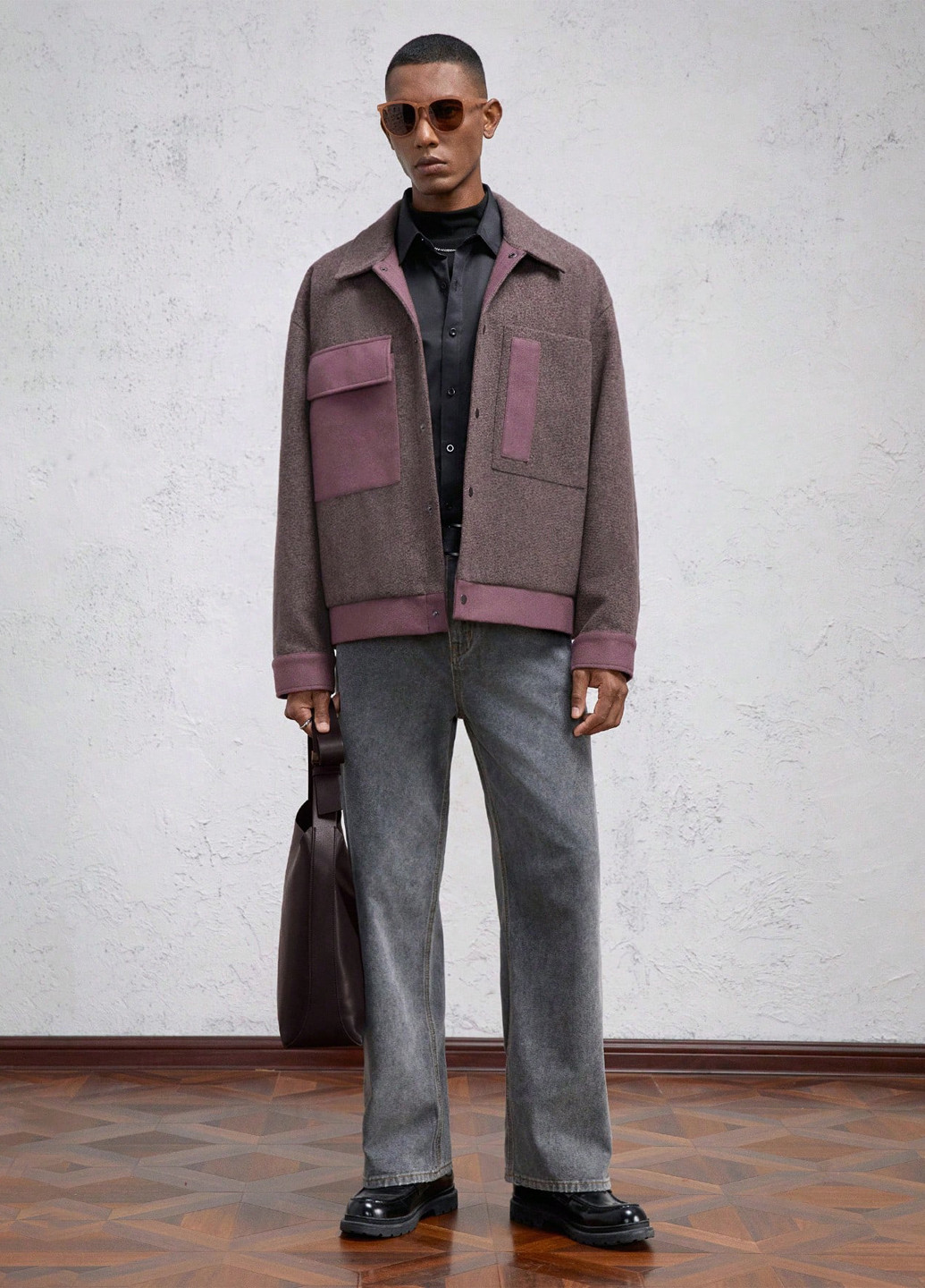 Кофейная демисезонная куртка SHEIN