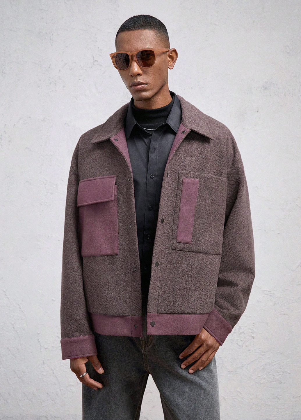 Кофейная демисезонная куртка SHEIN