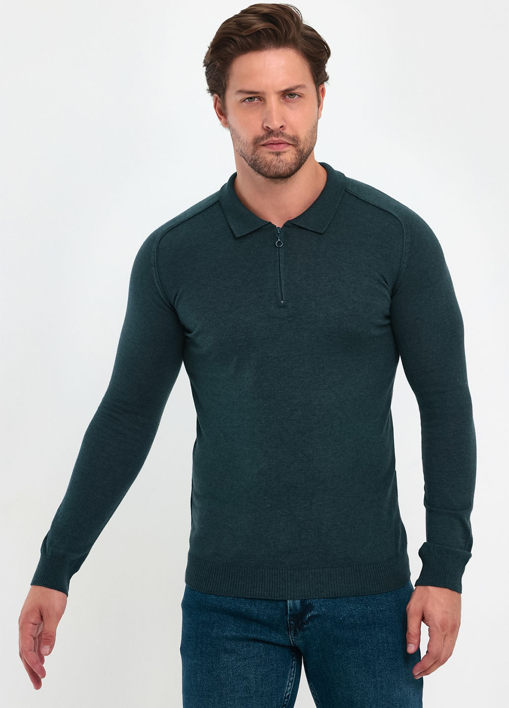 Темно-зелений демісезонний светр джемпер Trend Collection
