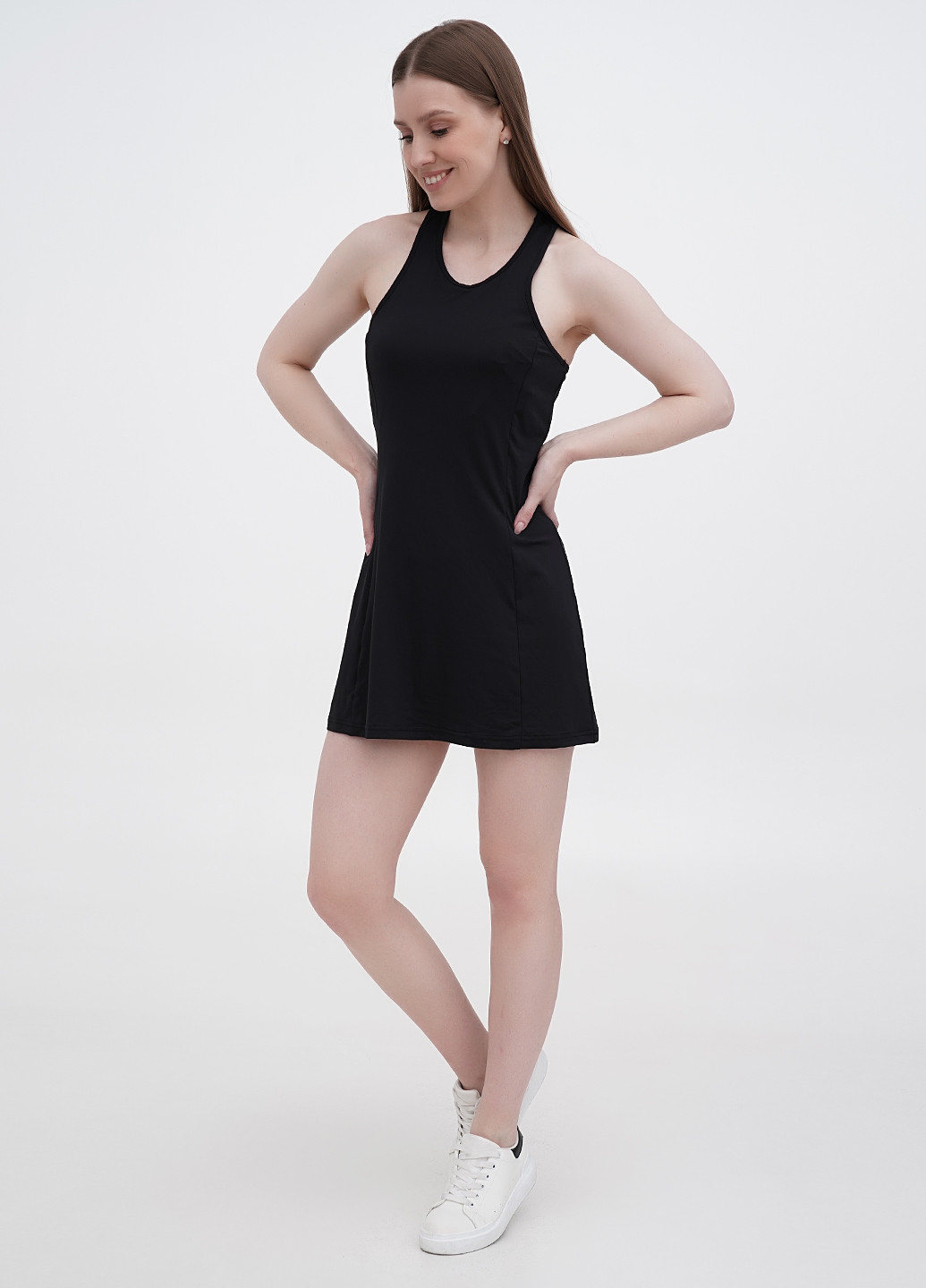Черное спортивное сукня весняно-літня платье-майка H&M однотонное