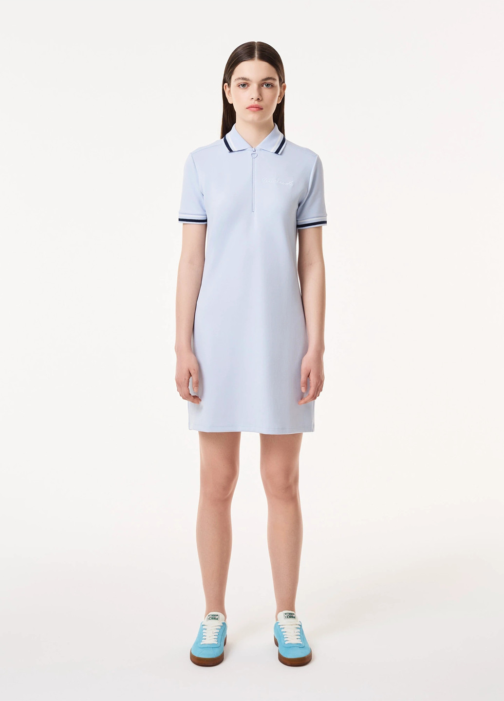 Блакитна кежуал сукня поло Lacoste однотонна