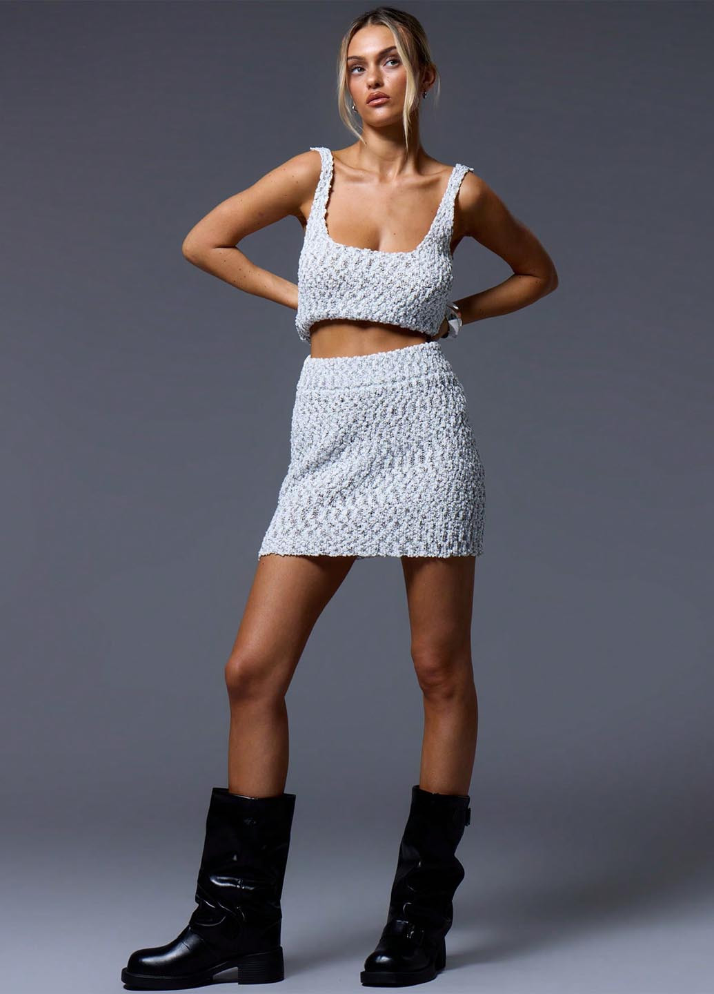 Светло-серая кэжуал меланж юбка SHEIN