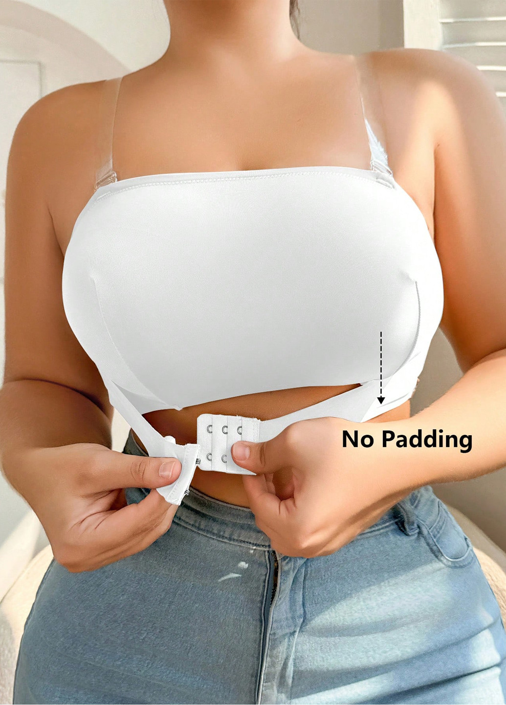 Белый топ бюстгальтер SHEIN без косточек полиэстер