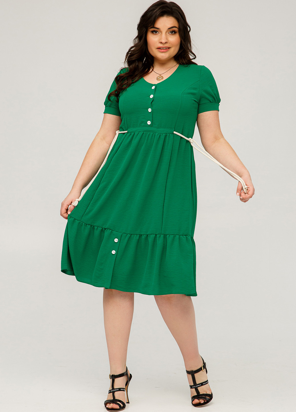 Зеленое кэжуал платье а-силуэт A'll Posa однотонное