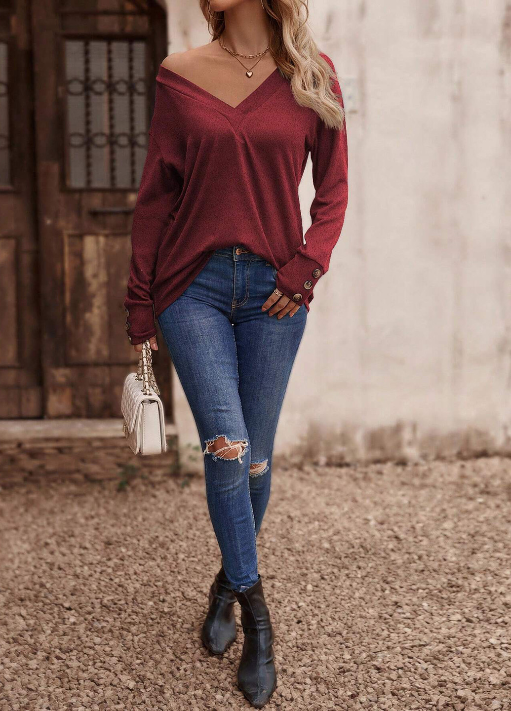 Вишнева блуза SHEIN