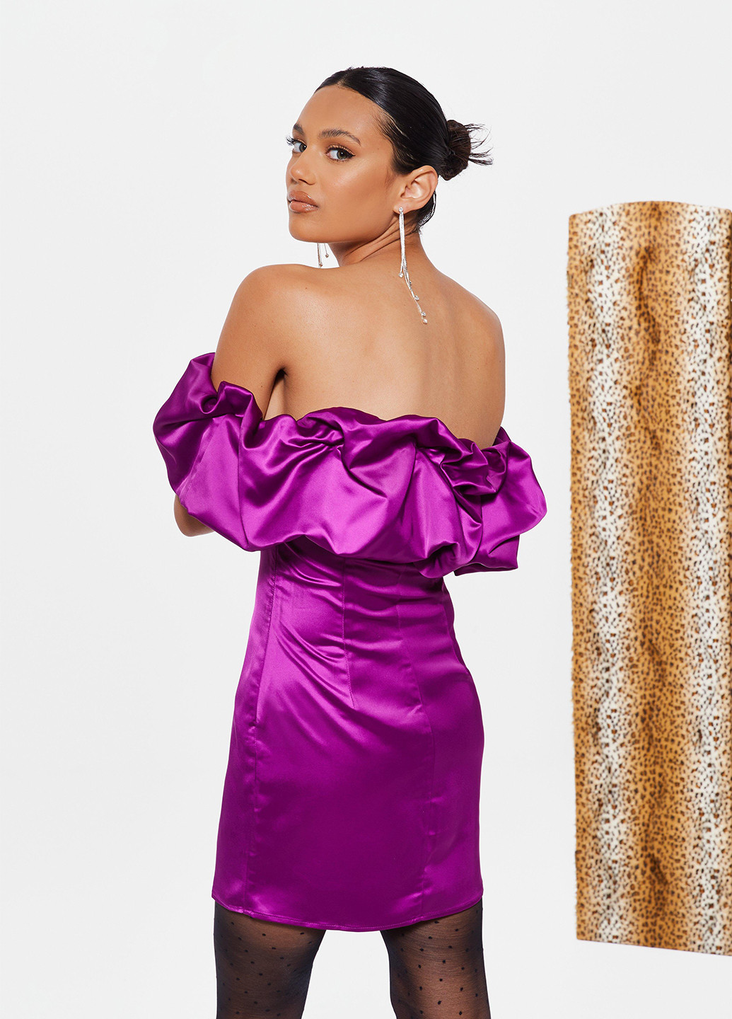 Фиолетовое коктейльное платье бандо Missguided однотонное