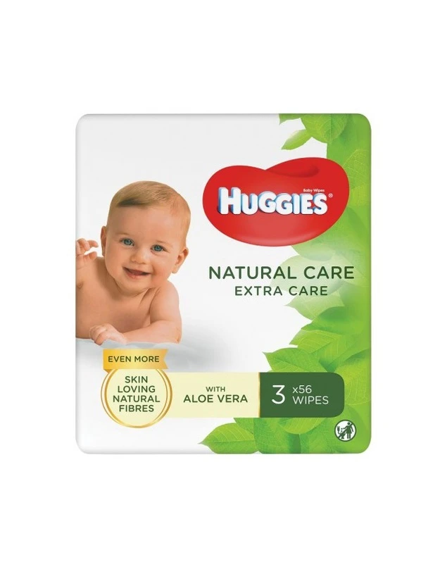 Вологі серветки Natural Care Extra Care 3 х 56 шт Huggies (248204476)