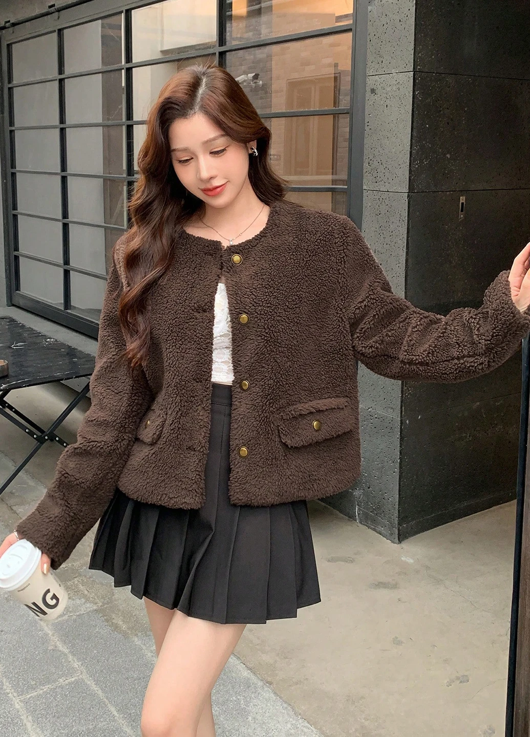 Коричневая демисезонная куртка куртка-пиджак SHEIN