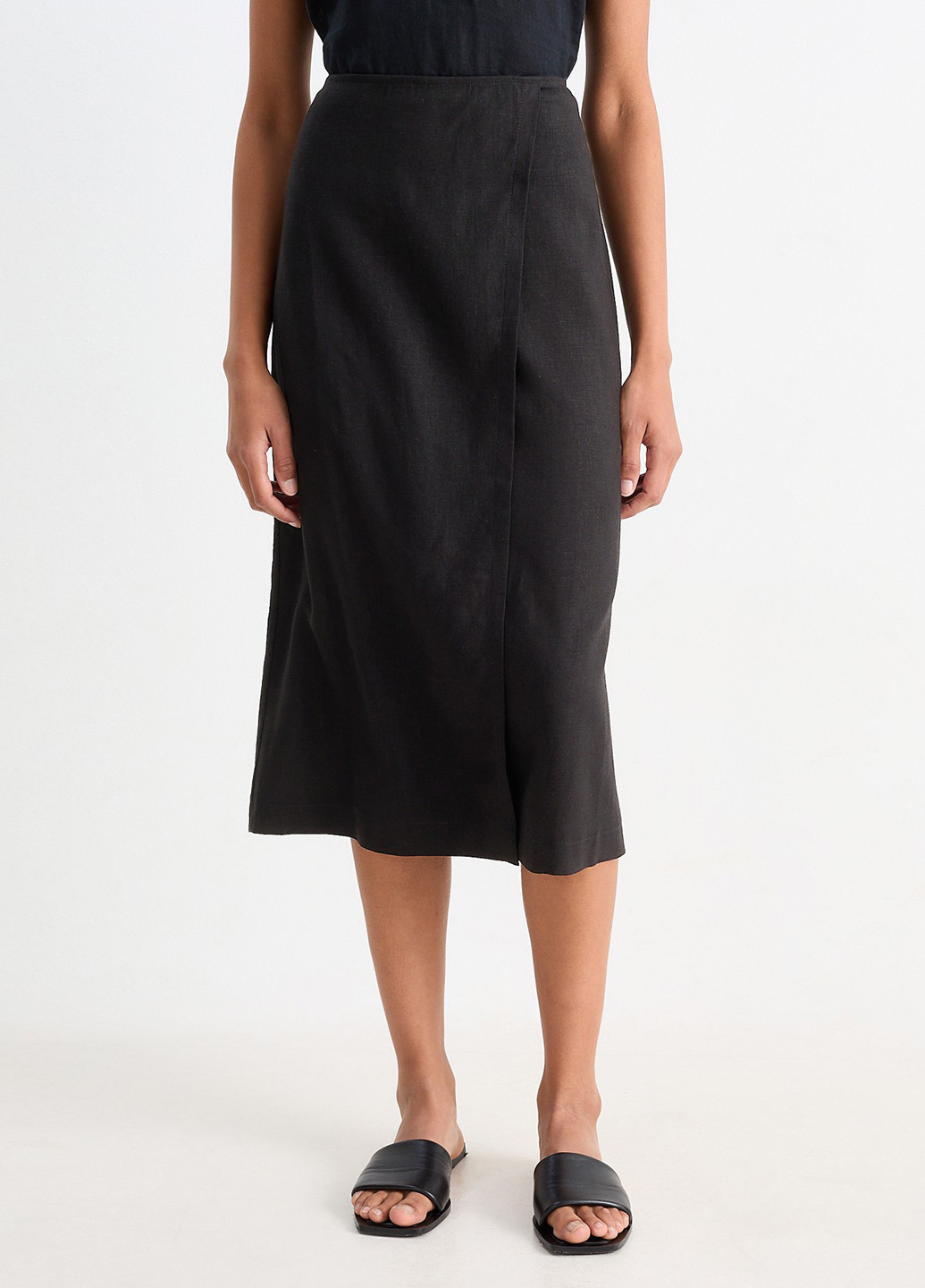 Черная кэжуал однотонная юбка C&A на запах