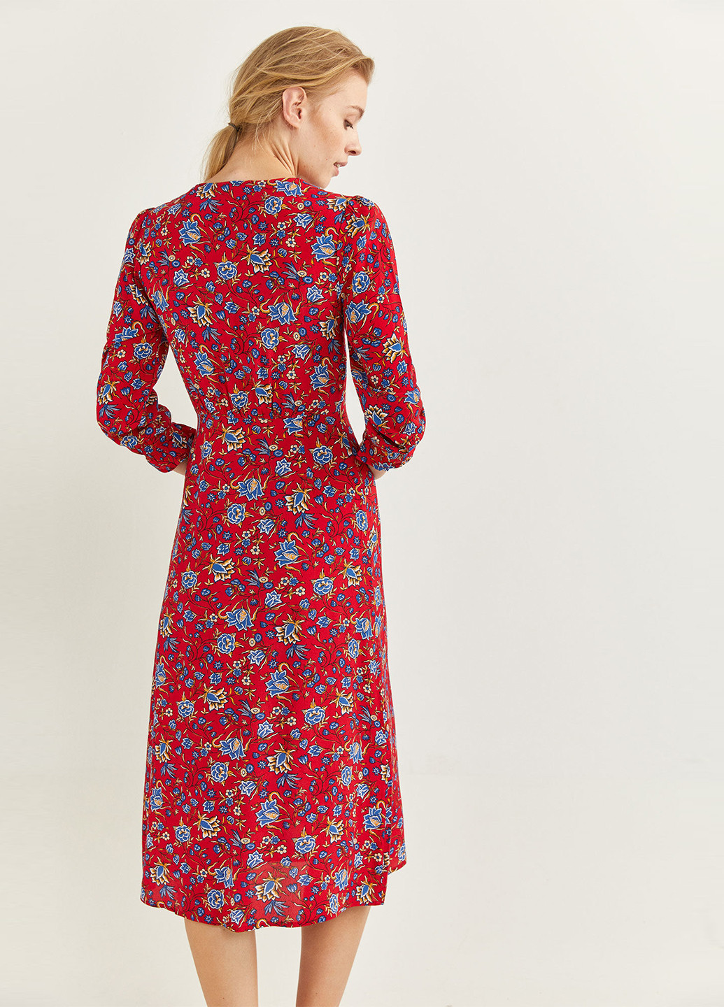 Красное кэжуал платье Springfield с цветочным принтом