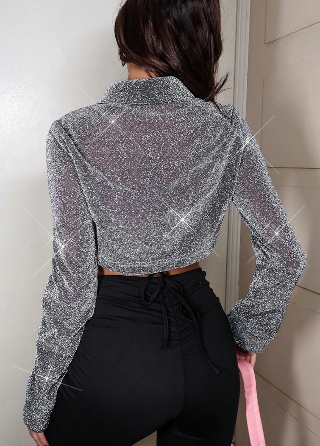 Серебряная блуза SHEIN