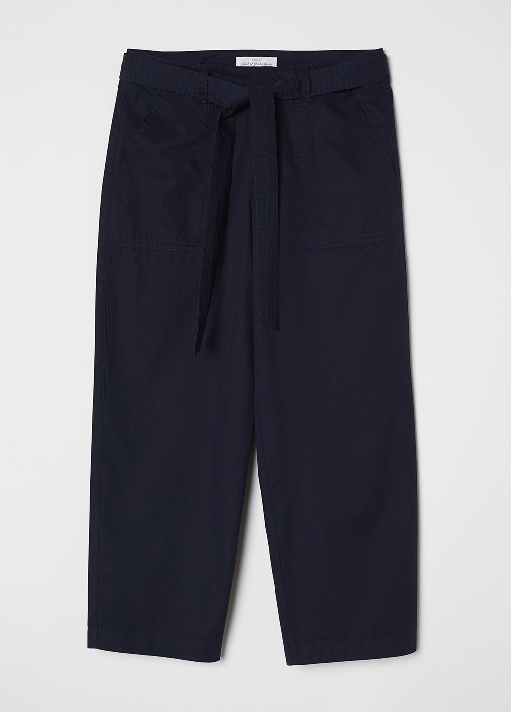 Темно-синие кэжуал демисезонные укороченные брюки H&M