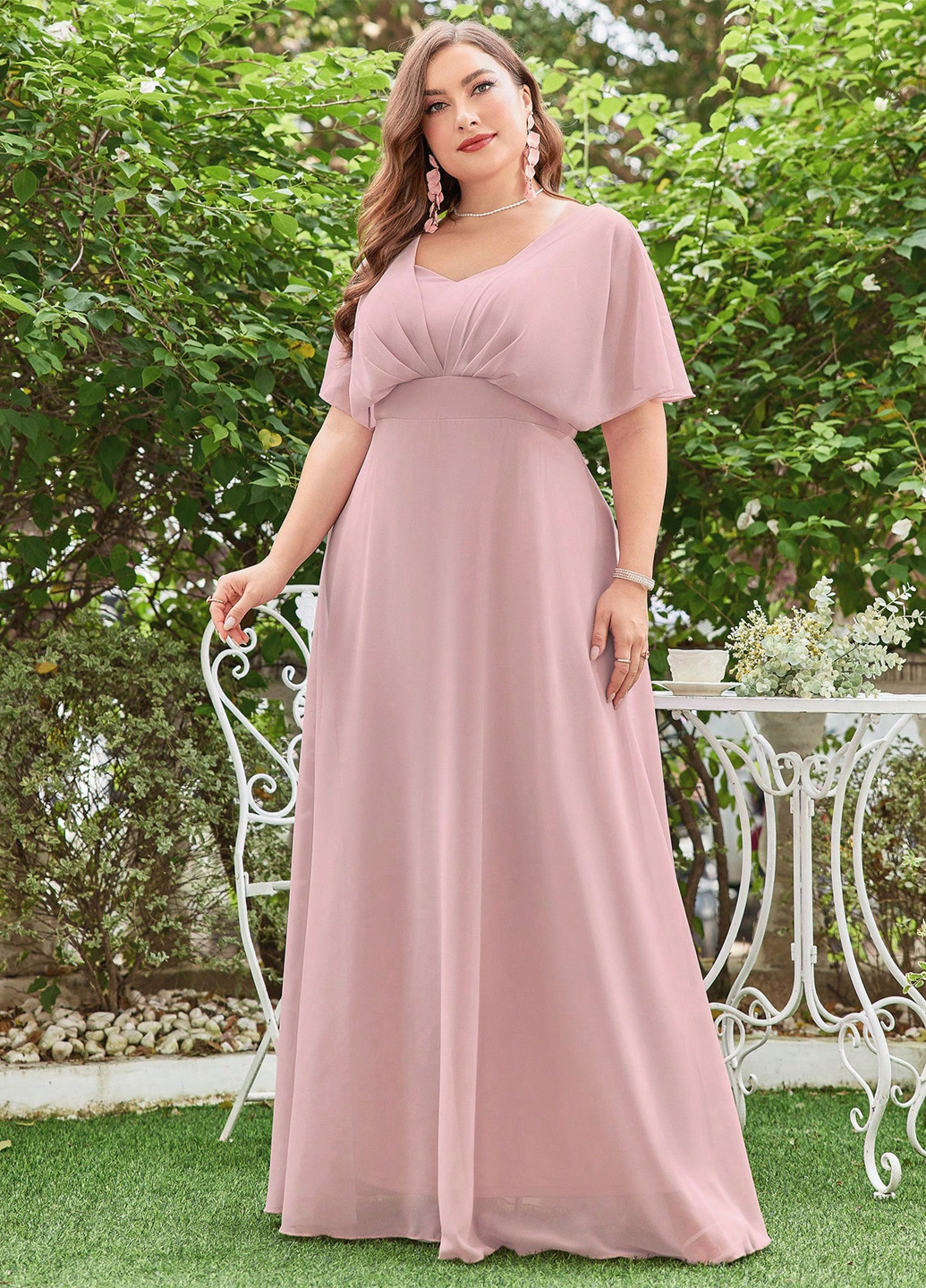 Блідо-рожева святковий сукня кльош SHEIN однотонна