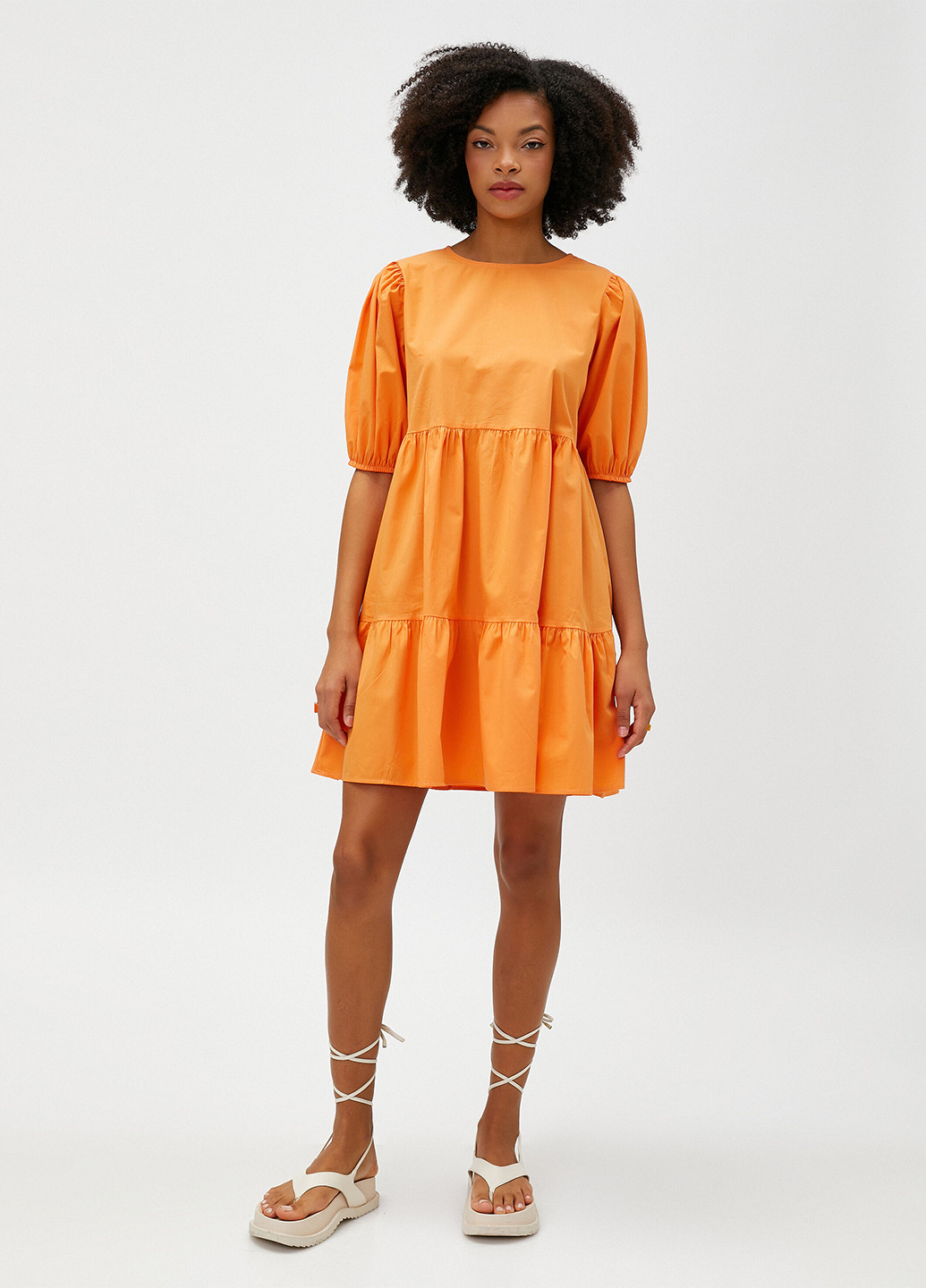 Світло-оранжева кежуал сукня кльош KOTON однотонна