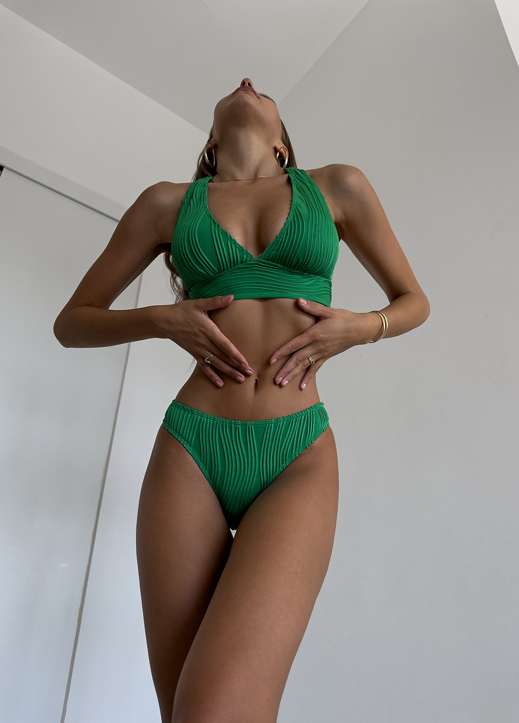 Зелений літній купальник (ліф, трусики) халтер, роздільний NOVA VEGA