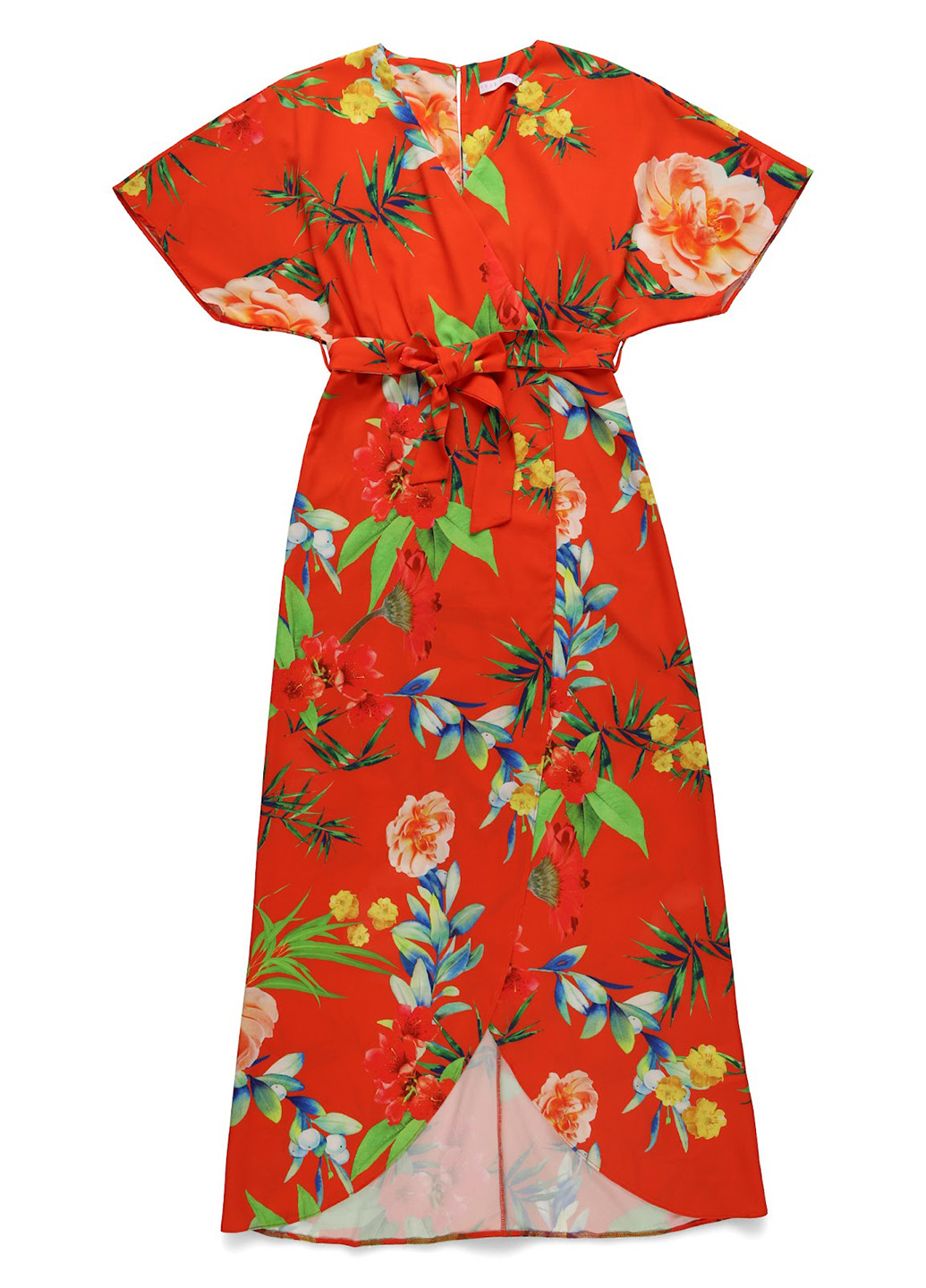 Помаранчева кежуал сукня на запах True Violet з квітковим принтом