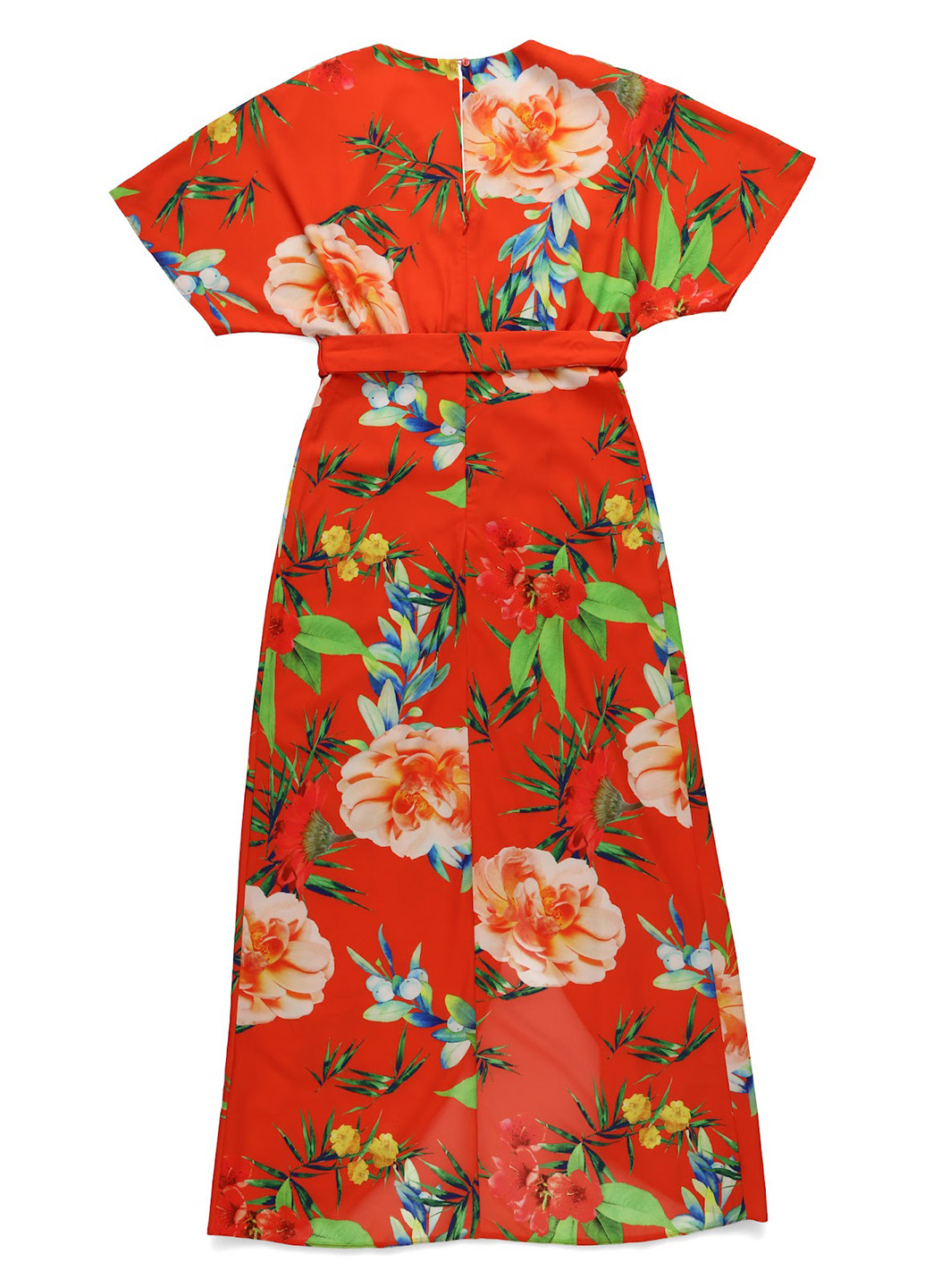 Помаранчева кежуал сукня на запах True Violet з квітковим принтом