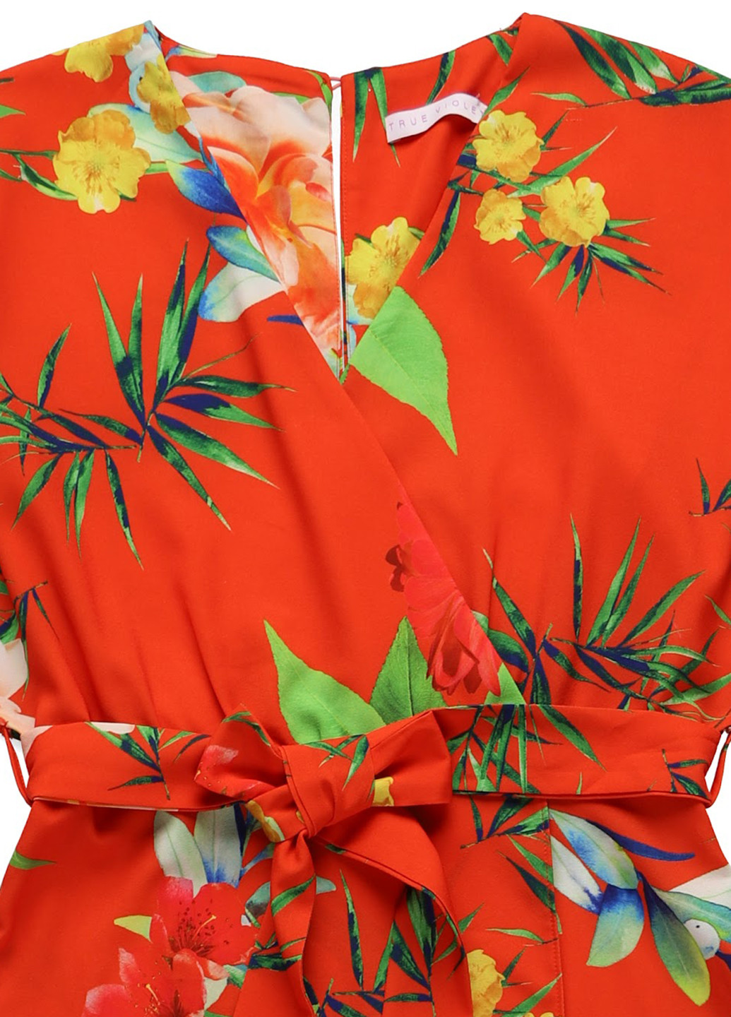 Помаранчева кежуал сукня на запах True Violet з квітковим принтом