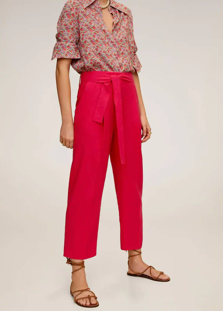 Розовые классические летние прямые брюки Mango