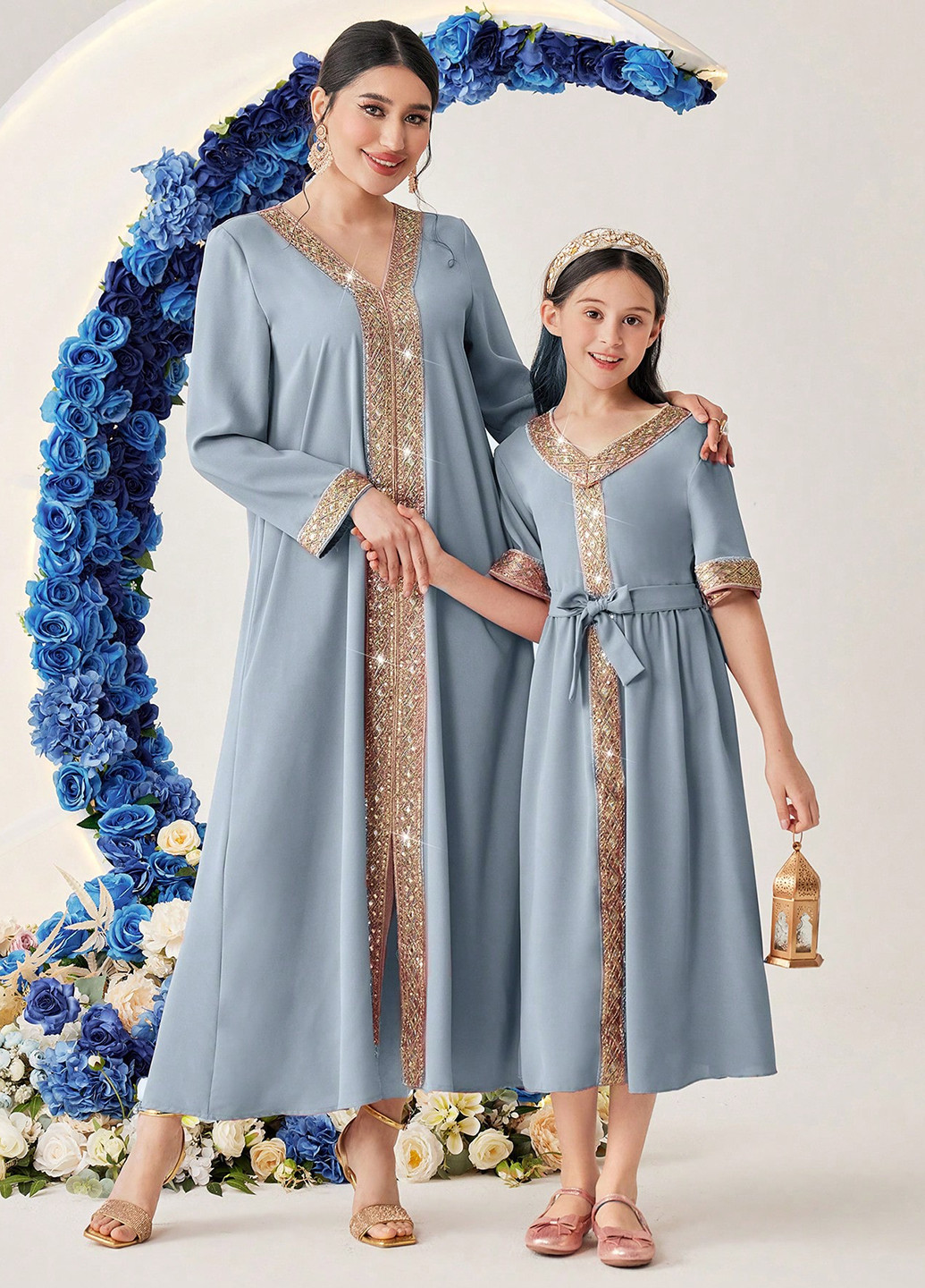 Блакитна святковий сукня а-силует SHEIN однотонна