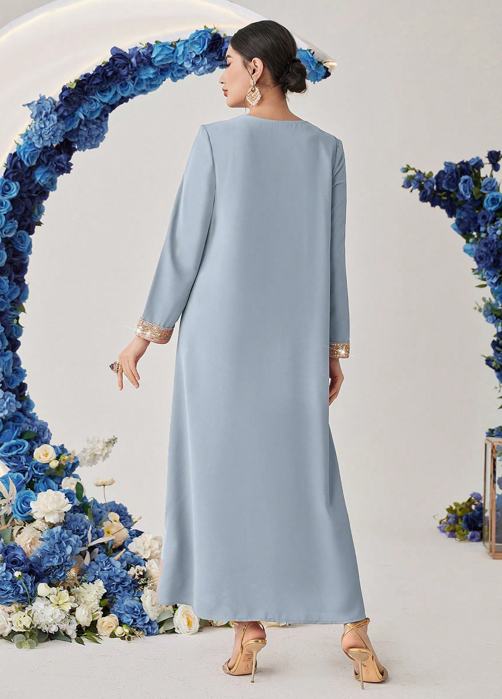 Блакитна святковий сукня а-силует SHEIN однотонна