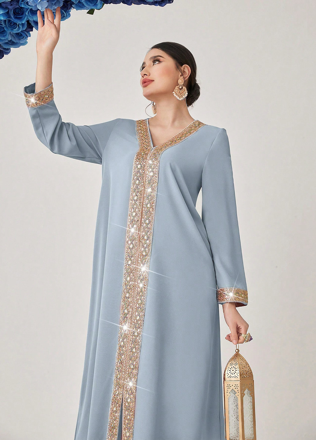 Блакитна святковий сукня а-силует SHEIN однотонна