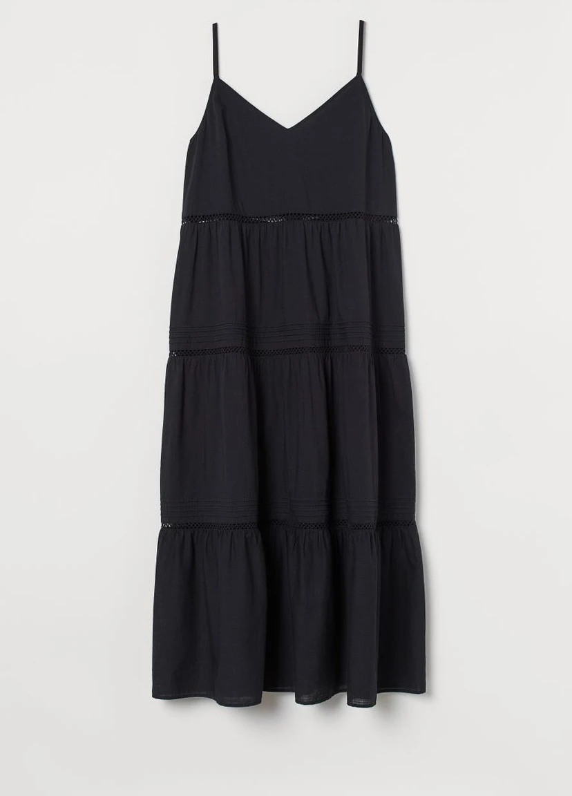 Черное кэжуал h&m+ хлопковое платье H&M+ однотонное
