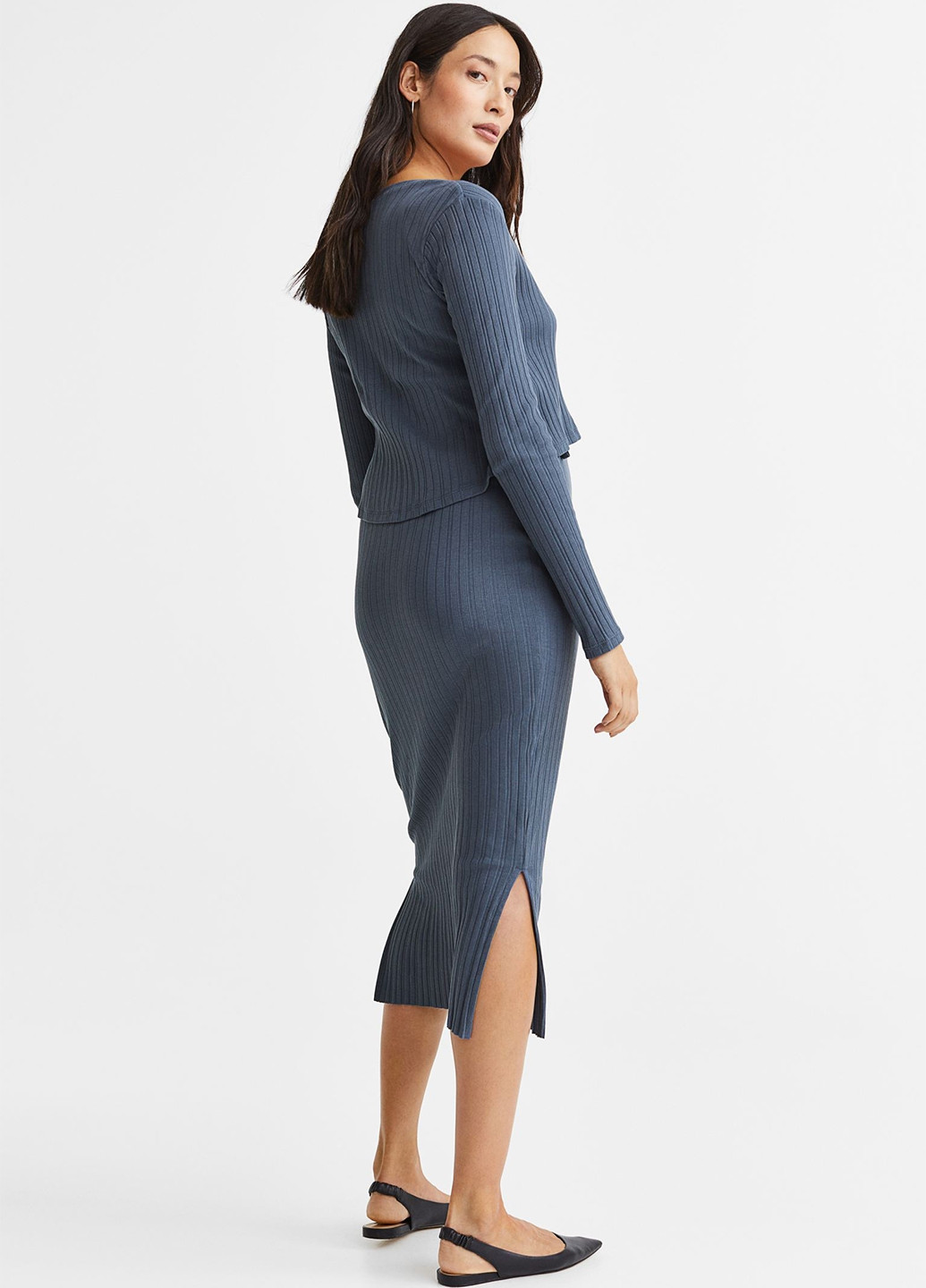 Серо-синяя кэжуал однотонная юбка H&M