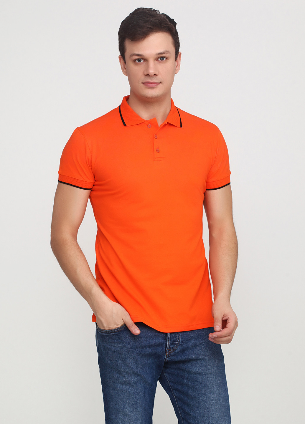 Оранжевая футболка-поло для мужчин EL & KEN однотонная