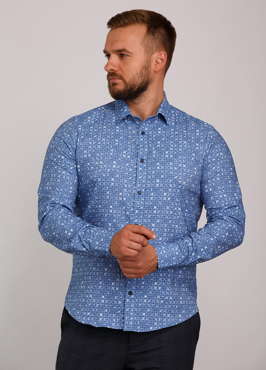 Светло-синяя кэжуал рубашка в клетку Trend Collection