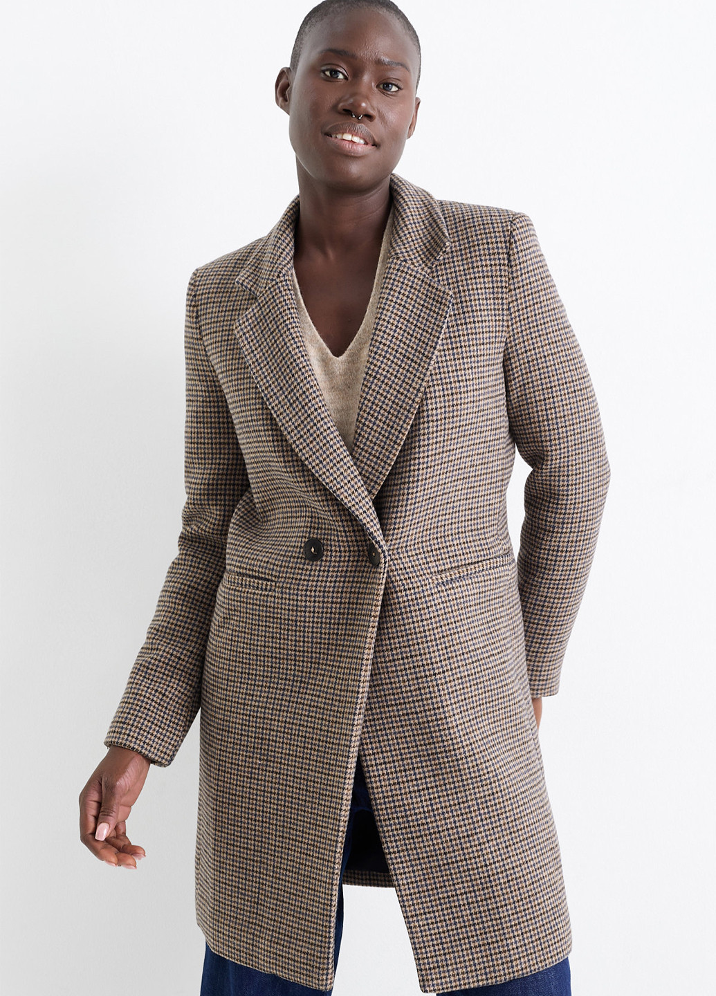 Коричневое демисезонное Пальто двубортное C&A