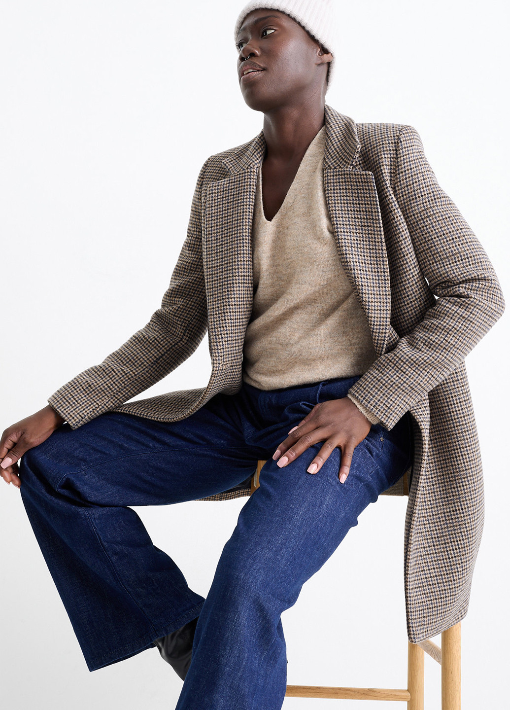 Коричневое демисезонное Пальто двубортное C&A